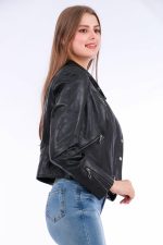 Rovigo Leather Biker Jacket - Black - Image 5