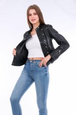 Rovigo Leather Biker Jacket - Black - Image 6