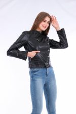 Rovigo Leather Biker Jacket - Black - Image 10