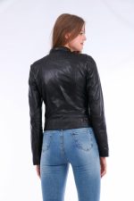 Rovigo Leather Biker Jacket - Black - Image 14