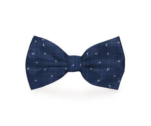 Moon_Stars.png Moon & Stars Navy Blue Dog Bow Tie - Image 1