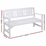 Gardeon Wooden Garden Bench 3 Seat Patio Furniture Timber Outdoor - Image 2