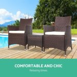Gardeon 3PC Outdoor Bistro Set Patio Furniture Wicker Setting Chairs - Image 2