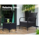 Gardeon 3PC Outdoor Bistro Set Patio Furniture Wicker Setting Chairs - Image 3