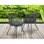 Gardeon 3PC Bistro Set Outdoor Furniture Rattan Table Chairs Patio - Image 2