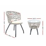 Gardeon 3PC Bistro Set Outdoor Furniture Rattan Table Chairs Patio