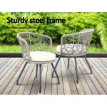 Gardeon 3PC Bistro Set Outdoor Furniture Rattan Table Chairs Patio - Image 2