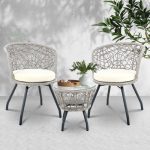 Gardeon 3PC Bistro Set Outdoor Furniture Rattan Table Chairs Patio - Image 6
