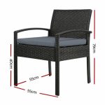Gardeon Outdoor Furniture Bistro Wicker Chair Black - Image 2