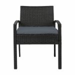 Gardeon Outdoor Furniture Bistro Wicker Chair Black - Image 3