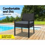 Gardeon Outdoor Furniture Bistro Wicker Chair Black - Image 7