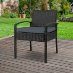 Gardeon Outdoor Furniture Bistro Wicker Chair Black - Image 8