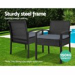 Gardeon Outdoor Furniture Bistro Wicker Chair Black - Image 9