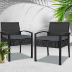 Gardeon 2PC Outdoor Dining Chairs Patio Furniture Rattan Lounge Chair - Image 6