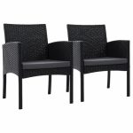 Set of 2 Outdoor Bistro Chairs Patio Furniture Dining Chair Wicker