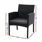 Set of 2 Outdoor Bistro Chairs Patio Furniture Dining Chair Wicker - Image 2