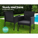 Set of 2 Outdoor Bistro Chairs Patio Furniture Dining Chair Wicker - Image 7