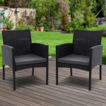 Set of 2 Outdoor Bistro Chairs Patio Furniture Dining Chair Wicker - Image 8
