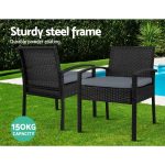 Gardeon 3PC Bistro Set Outdoor Furniture Rattan Table Chairs Cushion - Image 3