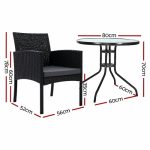 Gardeon Outdoor Bistro Chairs Patio Furniture Dining Chair Wicker - Image 2