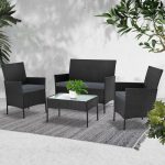 Gardeon 4 Seater Outdoor Sofa Set Wicker Setting Table Chair Furniture - Image 6