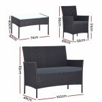 Gardeon Outdoor Furniture Wicker Set Chair Table Dark Grey 4pc - Image 2