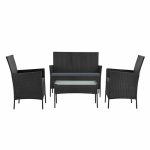 Gardeon Outdoor Furniture Wicker Set Chair Table Dark Grey 4pc - Image 3