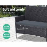 Gardeon Outdoor Furniture Wicker Set Chair Table Dark Grey 4pc - Image 7
