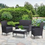 Gardeon Outdoor Furniture Wicker Set Chair Table Dark Grey 4pc - Image 8