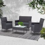 Gardeon 4 Seater Outdoor Sofa Set Wicker Setting Table Chair Furniture - Image 6