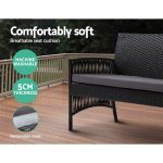 Gardeon 4PCS Outdoor Sofa Set Wicker Harp Chair Table Garden Furniture - Image 5