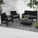 Gardeon 4PCS Outdoor Sofa Set Wicker Harp Chair Table Garden Furniture - Image 6