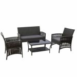 Gardeon Outdoor Furniture Set Wicker Cushion 4pc Dark Grey