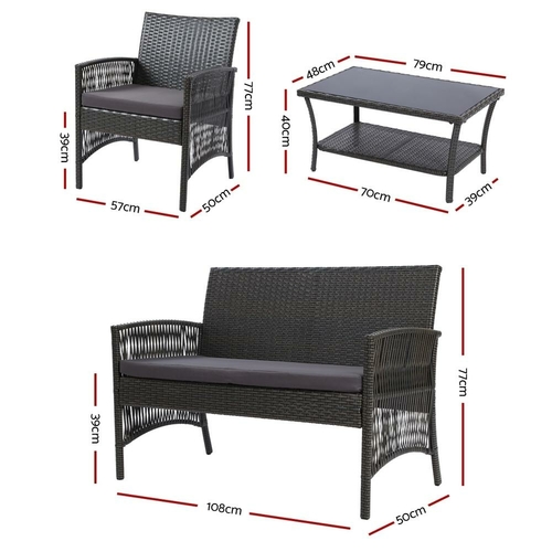ODF-RATTAN-HARP-GE-AB-01.jpg Gardeon 4PCS Outdoor Sofa Set Wicker Harp Chair Table Garden Furniture - Image 1