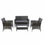 Gardeon Outdoor Furniture Set Wicker Cushion 4pc Dark Grey - Image 3