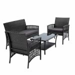 Gardeon Outdoor Furniture Set Wicker Cushion 4pc Dark Grey - Image 4