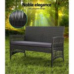 Gardeon Outdoor Furniture Set Wicker Cushion 4pc Dark Grey - Image 5