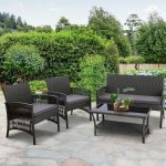 Gardeon Outdoor Furniture Set Wicker Cushion 4pc Dark Grey - Image 8