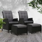 Gardeon 2PC Recliner Chair Sun lounge Wicker Lounger Outdoor Furniture - Image 6