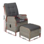 Gardeon 2PC Recliner Chair Sun lounge Wicker Lounger Outdoor Furniture