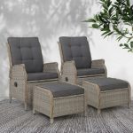 Gardeon 2PC Recliner Chair Sun lounge Wicker Lounger Outdoor Furniture - Image 6