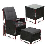 Gardeon 5PC Recliner Chairs Table Sun lounge Wicker Outdoor Furniture