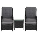 Gardeon 5PC Recliner Chairs Table Sun lounge Wicker Outdoor Furniture - Image 2