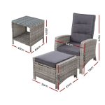 Gardeon 5PC Recliner Chairs Table Sun lounge Wicker Outdoor Furniture