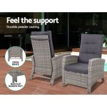 Gardeon 5PC Recliner Chairs Table Sun lounge Wicker Outdoor Furniture - Image 4