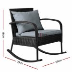 Gardeon Outdoor Furniture Rocking Chair Wicker Garden Patio Lounge - Image 2