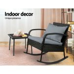 Gardeon 2PC Rocking Chair Table Wicker Outdoor Furniture Patio Lounge - Image 4