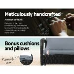 Gardeon 2PC Rocking Chair Table Wicker Outdoor Furniture Patio Lounge - Image 5