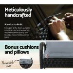 Gardeon 3PC Rocking Chair Table Wicker Outdoor Furniture Patio Bistro - Image 4