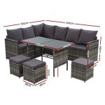 Gardeon Outdoor Furniture Dining Setting Sofa Set Lounge Wicker 9